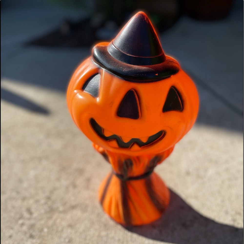 Vintage 1969 Empire Plastic Corp Blow Mold Pumpkin Witch Hat Halloween pumpkin